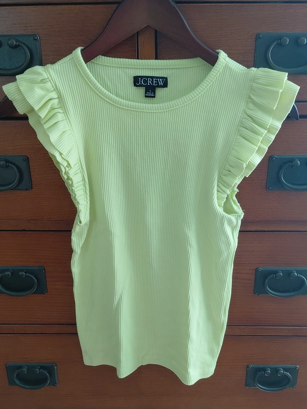 J.Crew Lemon Ruffle-Sleeve Ribbed Tank Top - Picture 2 of 5